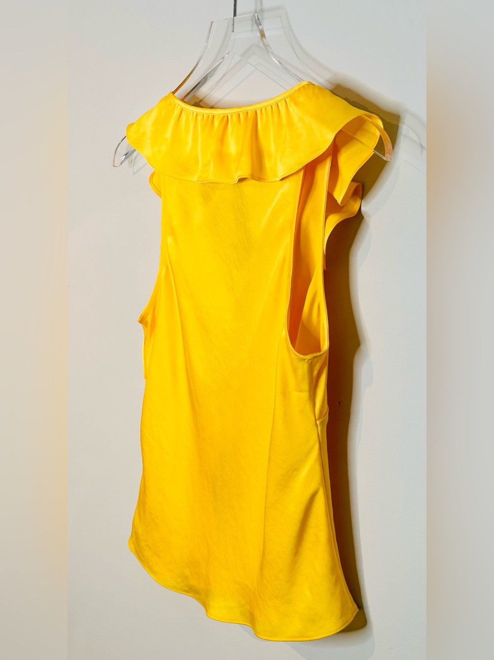 Aritzia Wilfred Tonka Yellow Satin Tie-Front Blouse Shirt Top - Picture 9 of 14